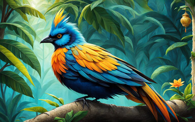 Fototapeta premium A beautiful tropical bird. AI