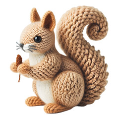 Squirrel Knitting Pattern Illustration Art with a Transparent Background Generative AI.