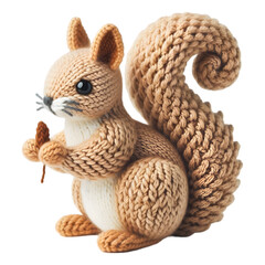 Obraz premium Squirrel Knitting Pattern Illustration Art with a Transparent Background Generative AI.