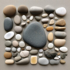 Fototapeta na wymiar Harmony in Stone: A Beachside Zen Garden