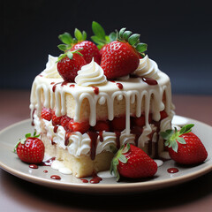 Delicious Berry Cake, Strawberry Berry Cake, Food Photography