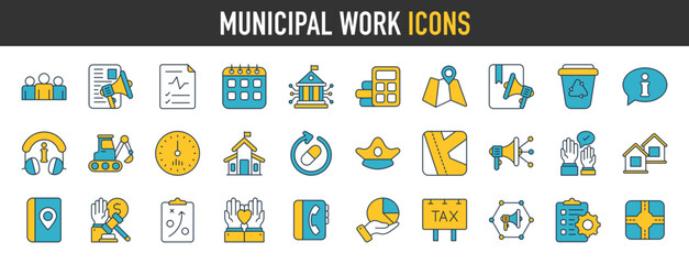 Municipal work icons vector illustration.