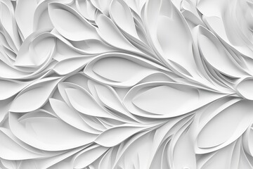 Abstract white seamless pattern with leaves. Repeatable texture. Perfect for wallpapers, contemporary textiles, packaging.