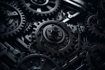 Industry machinery works with accuracy and skill 3d black realistic abstract background