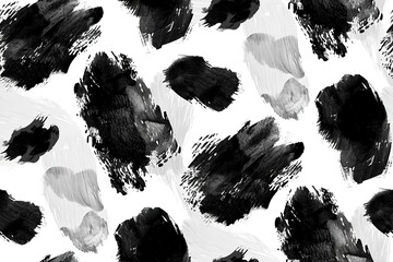 Dynamic seamless pattern with black brushstrokes, creating striking abstract design that is perfect for modern art prints, edgy textile designs, impactful graphic visuals. - obrazy, fototapety, plakaty