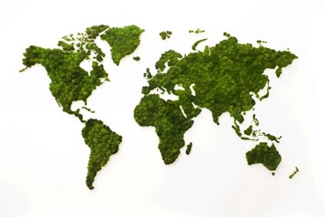 Green Grass World Map: Symbolizing Ecology and the Fight Against Pollution. Generative ai