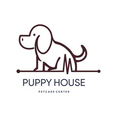 Puppy house logo design simple concept Premium Vector