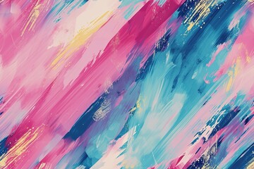 Seamless pattern with colorful paint brushstrokes. Vibrant repeatable texture. Diagonal lines, stripes. Ideal for textile designs, wallpapers, background graphics, fashion fabrics. - obrazy, fototapety, plakaty