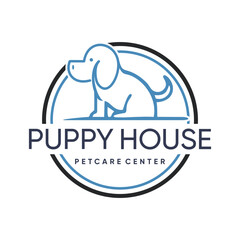 Obraz premium Puppy house logo design simple concept Premium Vector