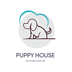 Puppy house logo design simple concept Premium Vector