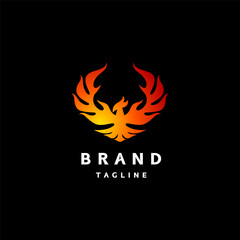 Legend Majestic Firebird Logo Design. Fiery Phoenix Bird Logo Design.