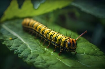 caterpillar on the green leaf, Wildlife