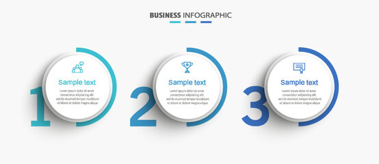 Modern business infographic template with 3 options or steps - obrazy, fototapety, plakaty