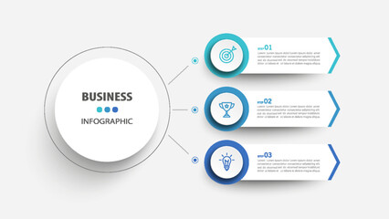 Modern business infographic template with 3 options or steps - obrazy, fototapety, plakaty