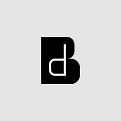 This is a logo for the letters B and d in black with a gray background, suitable for use as a company logo with the initials B, electronics companies, bookstores, fashion stores, garments, libraries 