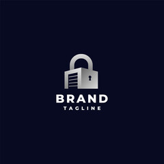 Simple Safe Storage Door Logo Design. Safe Storage In Padlock Icon Logo Design.