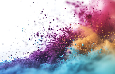 Obraz premium Color Burst: A vivid explosion of purple, gold, and blue hues, capturing the dynamic beauty of powdered pigments in motion.