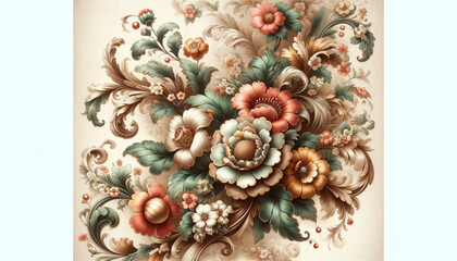 A high-quality, sharp, and well-focused image of vintage floral patterns.