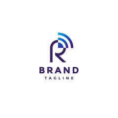 Simple Letter R Wifi Logo Design. Letter R With Radar Icon Logo Design.