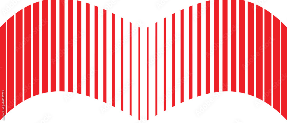 Poster abstract monochrome geometric red thin to thick wave line pattern vector.