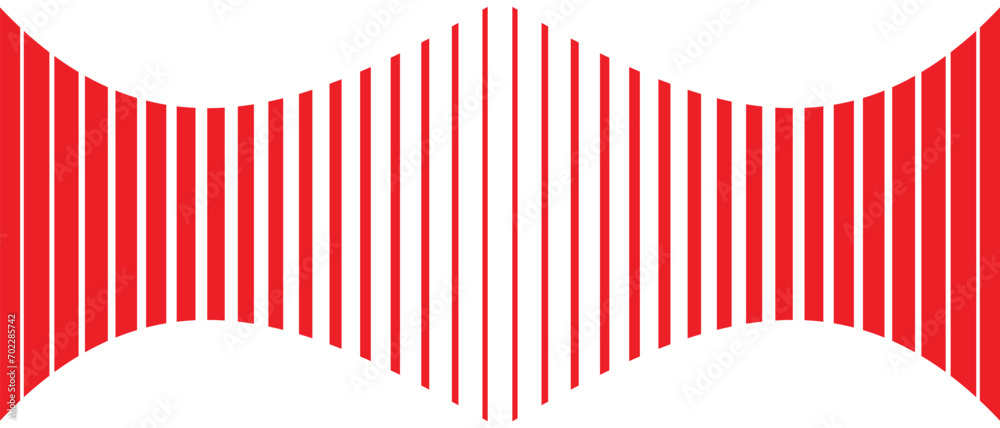 Poster abstract monochrome geometric red thin to thick wave line pattern.