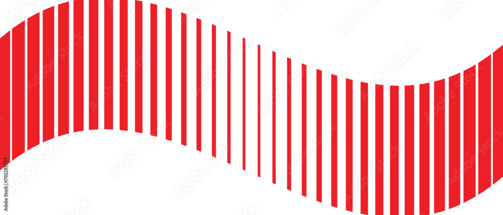 Poster abstract monochrome geometric red thin to thick wave line pattern art.