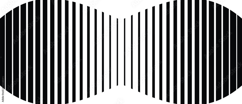 Poster abstract monochrome geometric black thin to thick wave line pattern.