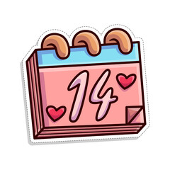 Free vector, Valentine's themed sticker, February 14 calendar