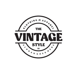 Vintage Retro Cloth Apparel badge stamp. Classic Vintage Retro Label logo design.