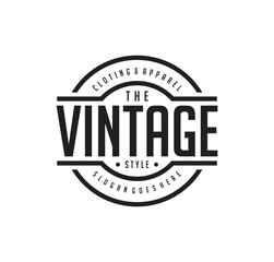 Vintage Retro Cloth Apparel badge stamp. Classic Vintage Retro Label logo design.