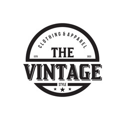 Vintage Retro Cloth Apparel badge stamp. Classic Vintage Retro Label logo design.