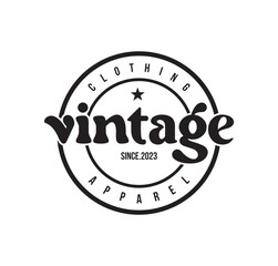 Vintage Retro Cloth Apparel badge stamp. Classic Vintage Retro Label logo design.