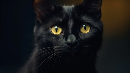small cute black cat adult not kitten.Generative AI