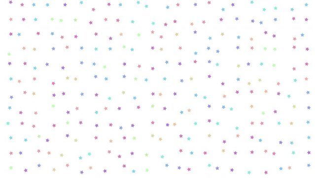 2D animation of random moving and rotating random colorize small stars shapes pattern on white background, perfect animation for web and presentations, 4K abstract live wallpaper