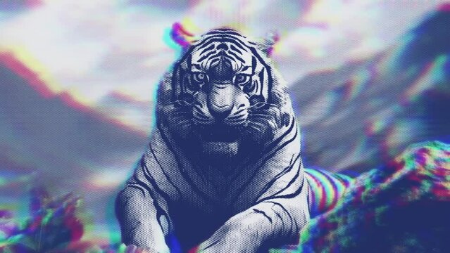 black and white tiger animation