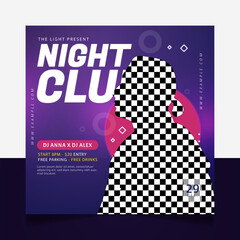 Night club social media post banner template