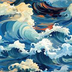Fototapeta na wymiar seamless pattern texture with sea waves on background for print on fabrics and textiles