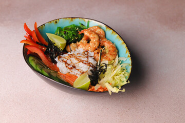 Assorted sushi nigiri and maki big set on slate. A variety of Japanese sushi with tuna, crab,...