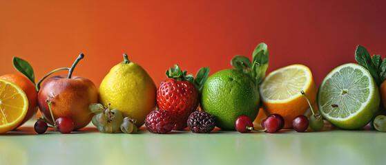 Früchte in einer Reihe
