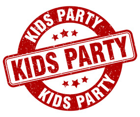 kids party stamp. kids party label. round grunge sign