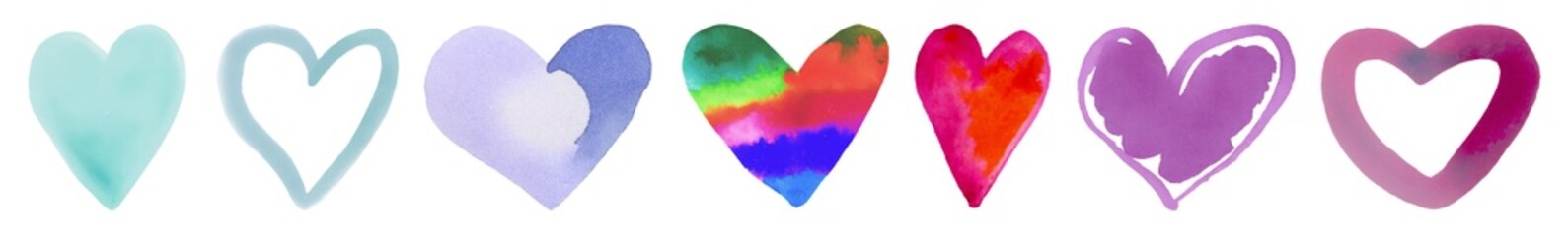 Heart Watercolor | Love | Colorful Logo | Colored Variations