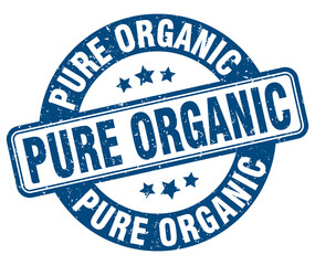 pure organic stamp. pure organic label. round grunge sign