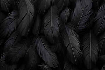 A background with many black feathers lined up.
