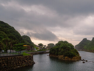 Fototapeta na wymiar a landscape view at the Heping Island GeoPark in Keelung, Taiwan.