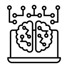 Brain�computer interfaces concept, Neurostimulators vector line icon design, predictive modeling or adaptive control symbol, artificial intelligence  sign, neural circuit stock illustration