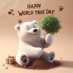 The bear Celebrate World Tree Day Celebrations created by Ai generated