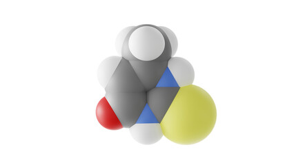 methylthiouracil molecule, antithyroid preparation, molecular structure, isolated 3d model van der Waals