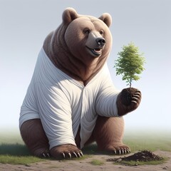 The bear Celebrate World Tree Day Celebrations created by Ai generated