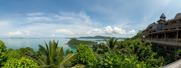 panorama turquoise sea summer and blue sky , Koh yao yai , Thailand