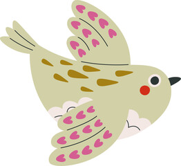 Flying Bird With Floral Pattern